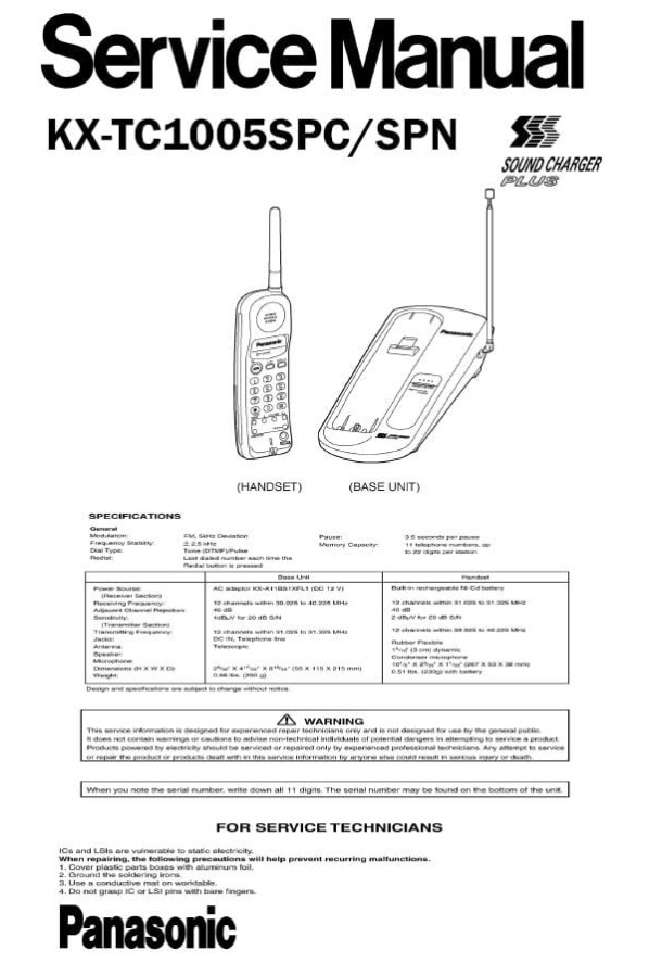 KX-TC1005SPC, KX-TC1005SPN